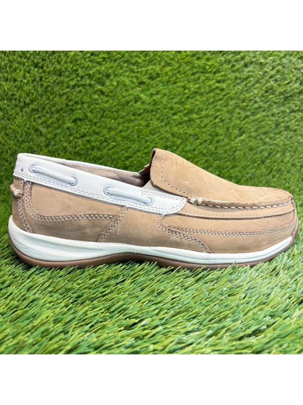Rockport Sailing Club Womens Size 9.5D Beige Casual Steel Toe Work Boat Shoes